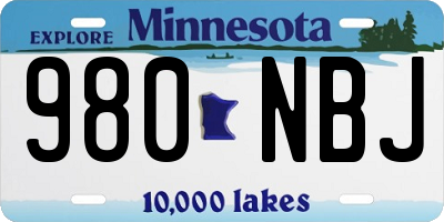 MN license plate 980NBJ