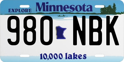 MN license plate 980NBK