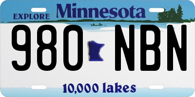 MN license plate 980NBN