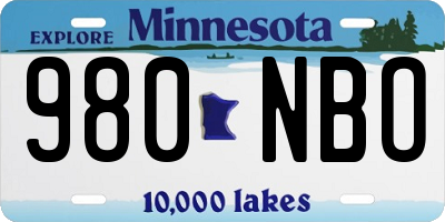 MN license plate 980NBO