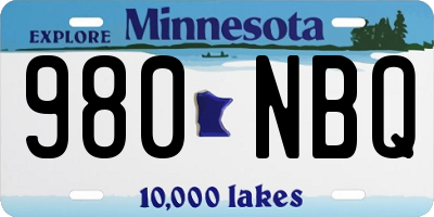 MN license plate 980NBQ