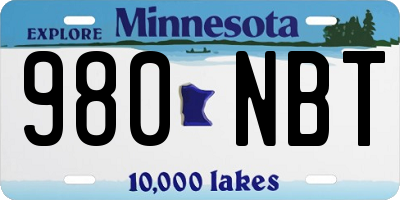 MN license plate 980NBT