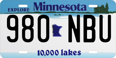MN license plate 980NBU