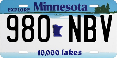 MN license plate 980NBV