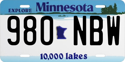MN license plate 980NBW