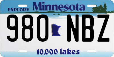 MN license plate 980NBZ