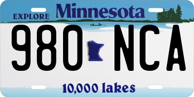 MN license plate 980NCA