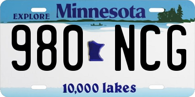 MN license plate 980NCG