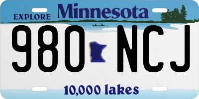 MN license plate 980NCJ