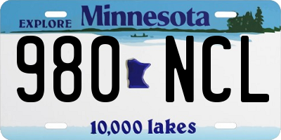 MN license plate 980NCL