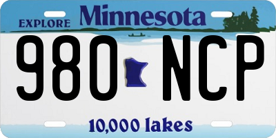 MN license plate 980NCP