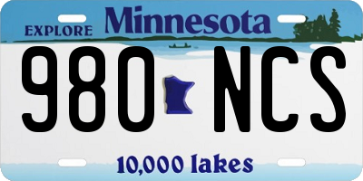 MN license plate 980NCS