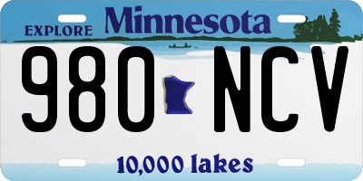 MN license plate 980NCV