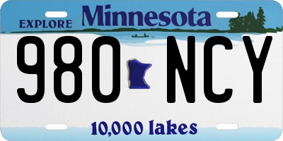 MN license plate 980NCY
