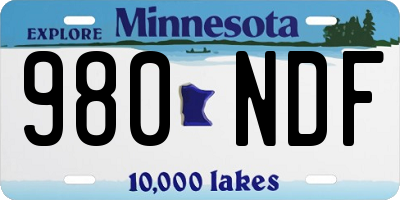 MN license plate 980NDF