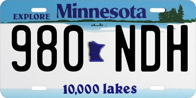 MN license plate 980NDH