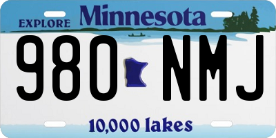 MN license plate 980NMJ