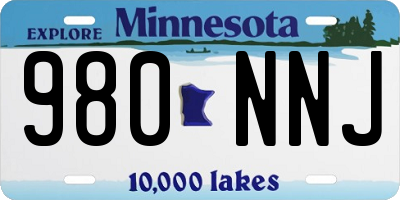 MN license plate 980NNJ