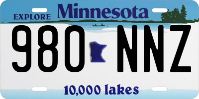 MN license plate 980NNZ