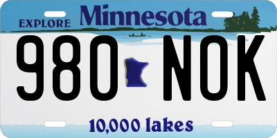 MN license plate 980NOK
