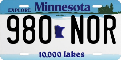 MN license plate 980NOR