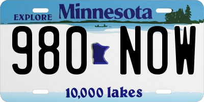 MN license plate 980NOW