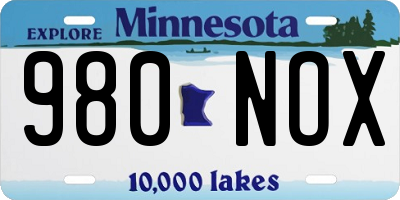 MN license plate 980NOX