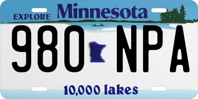MN license plate 980NPA