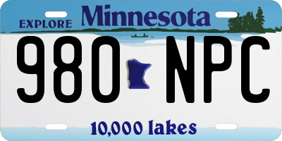 MN license plate 980NPC