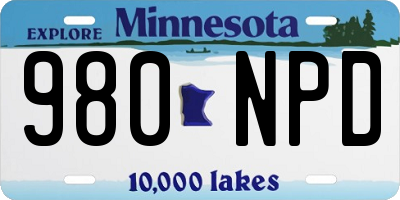 MN license plate 980NPD