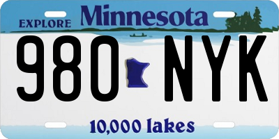 MN license plate 980NYK