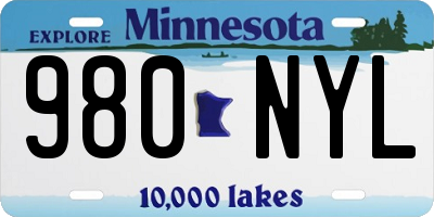 MN license plate 980NYL