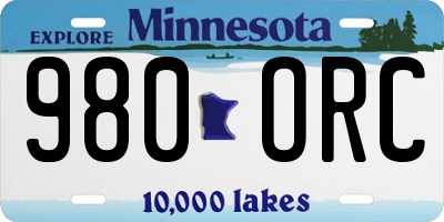 MN license plate 980ORC