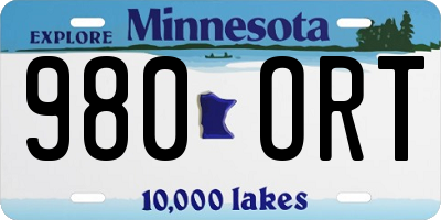 MN license plate 980ORT
