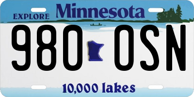MN license plate 980OSN