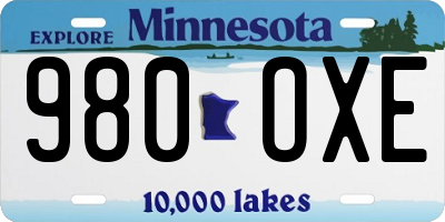 MN license plate 980OXE