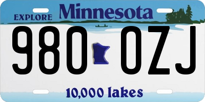 MN license plate 980OZJ