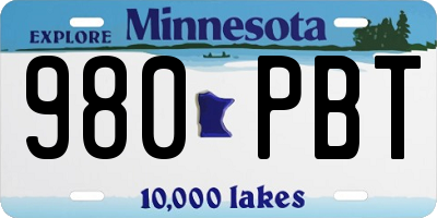 MN license plate 980PBT