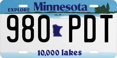 MN license plate 980PDT