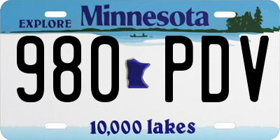 MN license plate 980PDV