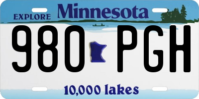 MN license plate 980PGH
