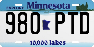 MN license plate 980PTD