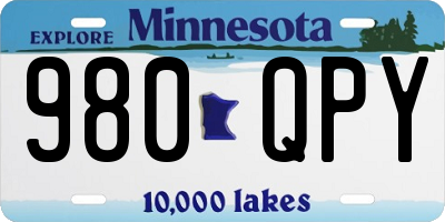 MN license plate 980QPY