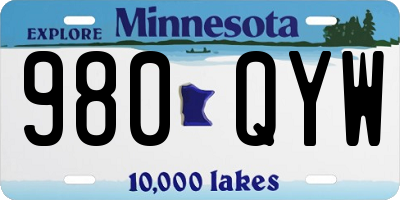 MN license plate 980QYW
