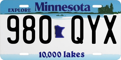 MN license plate 980QYX