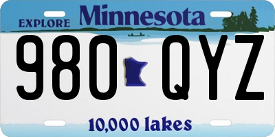 MN license plate 980QYZ