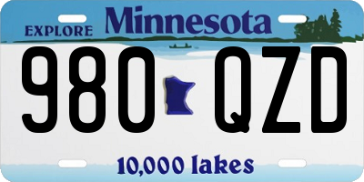 MN license plate 980QZD