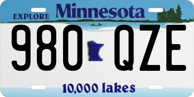 MN license plate 980QZE