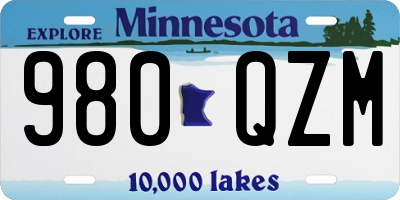 MN license plate 980QZM