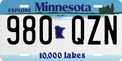 MN license plate 980QZN